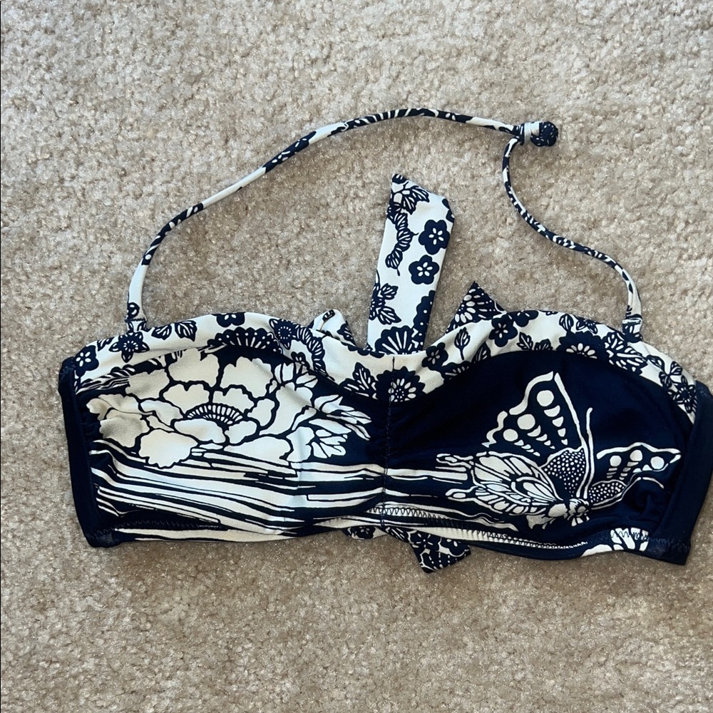 Nanette Lepore Black and White Floral Bikini Top